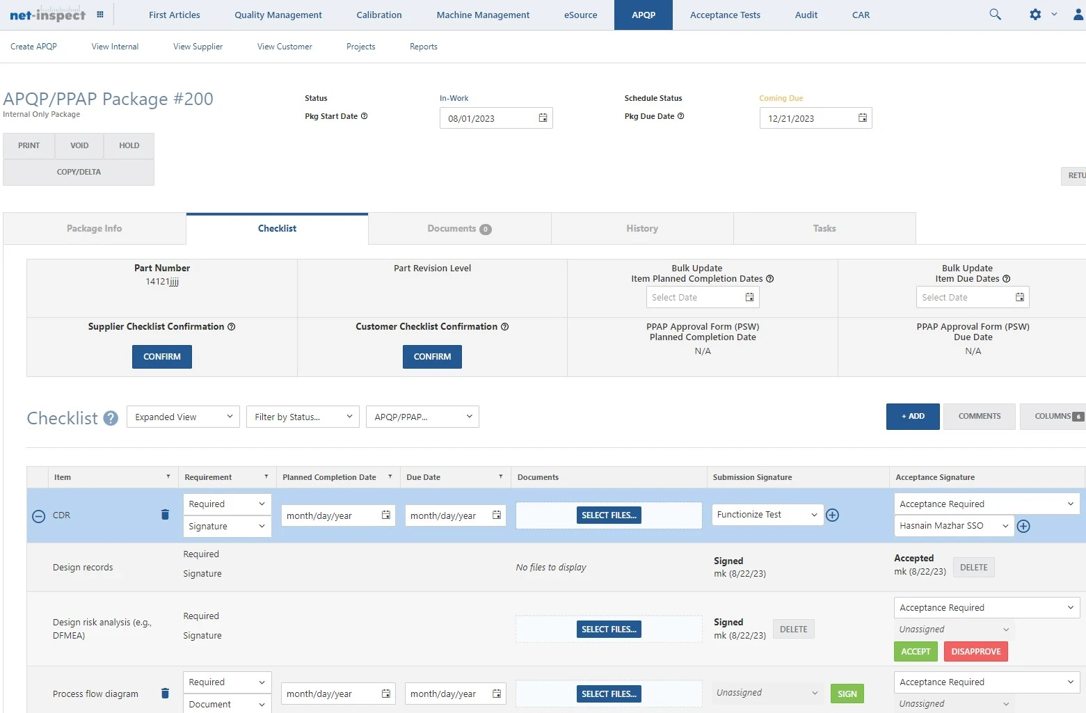 AS9145 / APQP / PPAP management software module overview