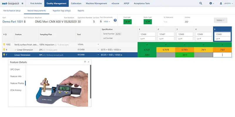 Net-Inspect Recording measurements in SPC tool