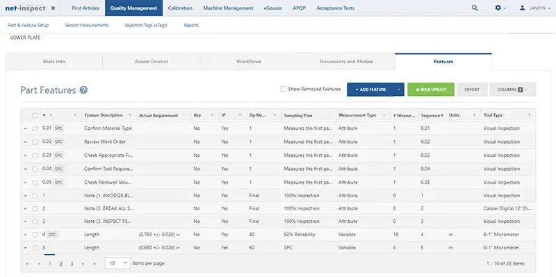 Net-Inspect Statistical Process Control SPC software reporting